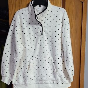 Time and Tru Fleece Pullover with Black Dots
